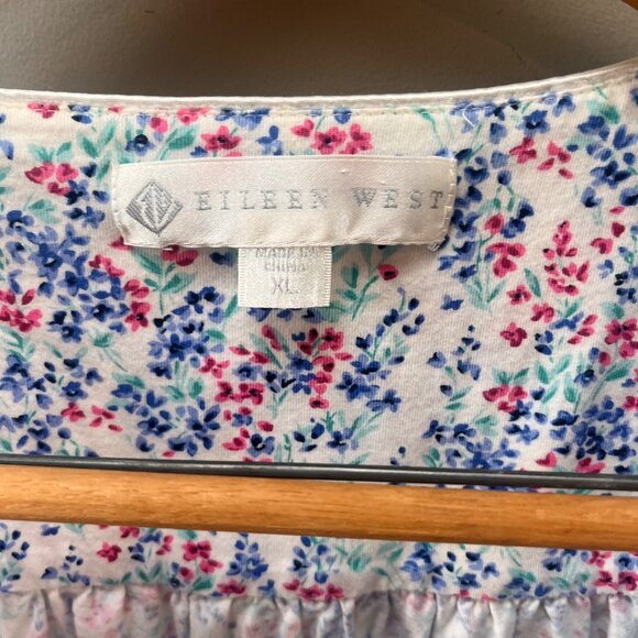 Eileen West Long-Sleeved Short Floral and‎ Lace Detail Nightgown- Sz. XL - Picture 4 of 9